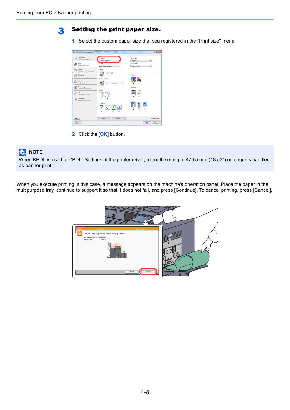 Setting the print paper size | TA Triumph-Adler 3005ci User Manual | Page 166 / 572