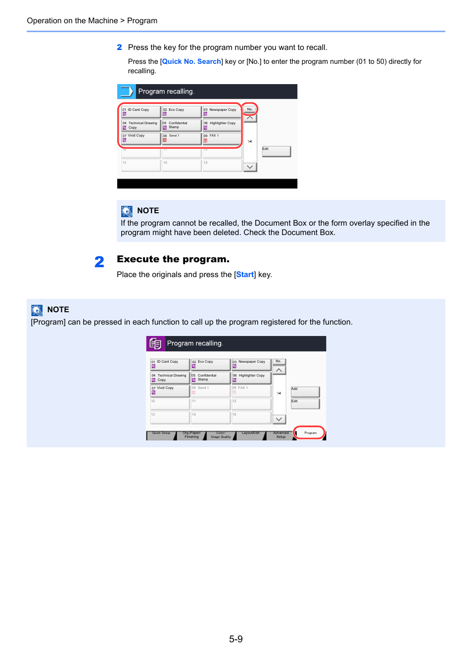 Execute the program | TA Triumph-Adler 3005ci User Manual | Page 185 / 572