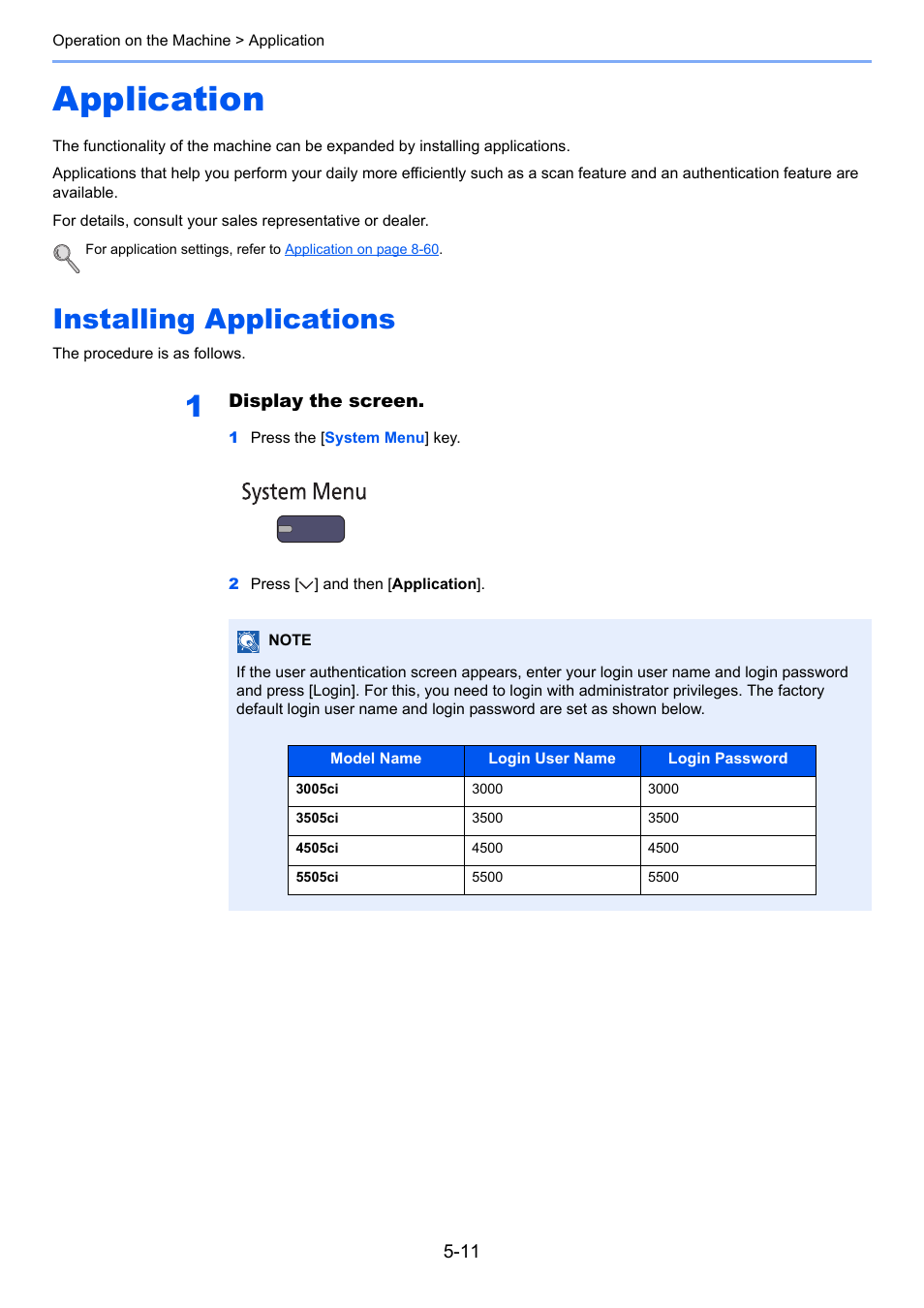 Application, Installing applications, Application -11 | Installing applications -11 | TA Triumph-Adler 3005ci User Manual | Page 187 / 572