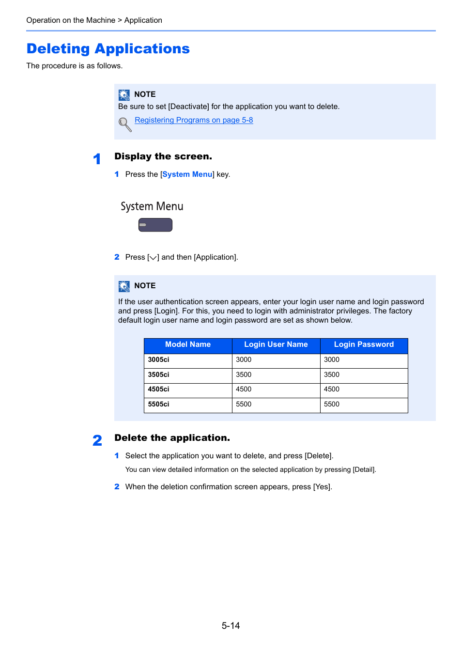 Deleting applications, Deleting applications -14 | TA Triumph-Adler 3005ci User Manual | Page 190 / 572