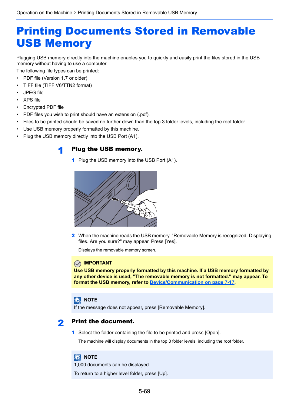 Printing documents stored in removable usb memory | TA Triumph-Adler 3005ci User Manual | Page 245 / 572