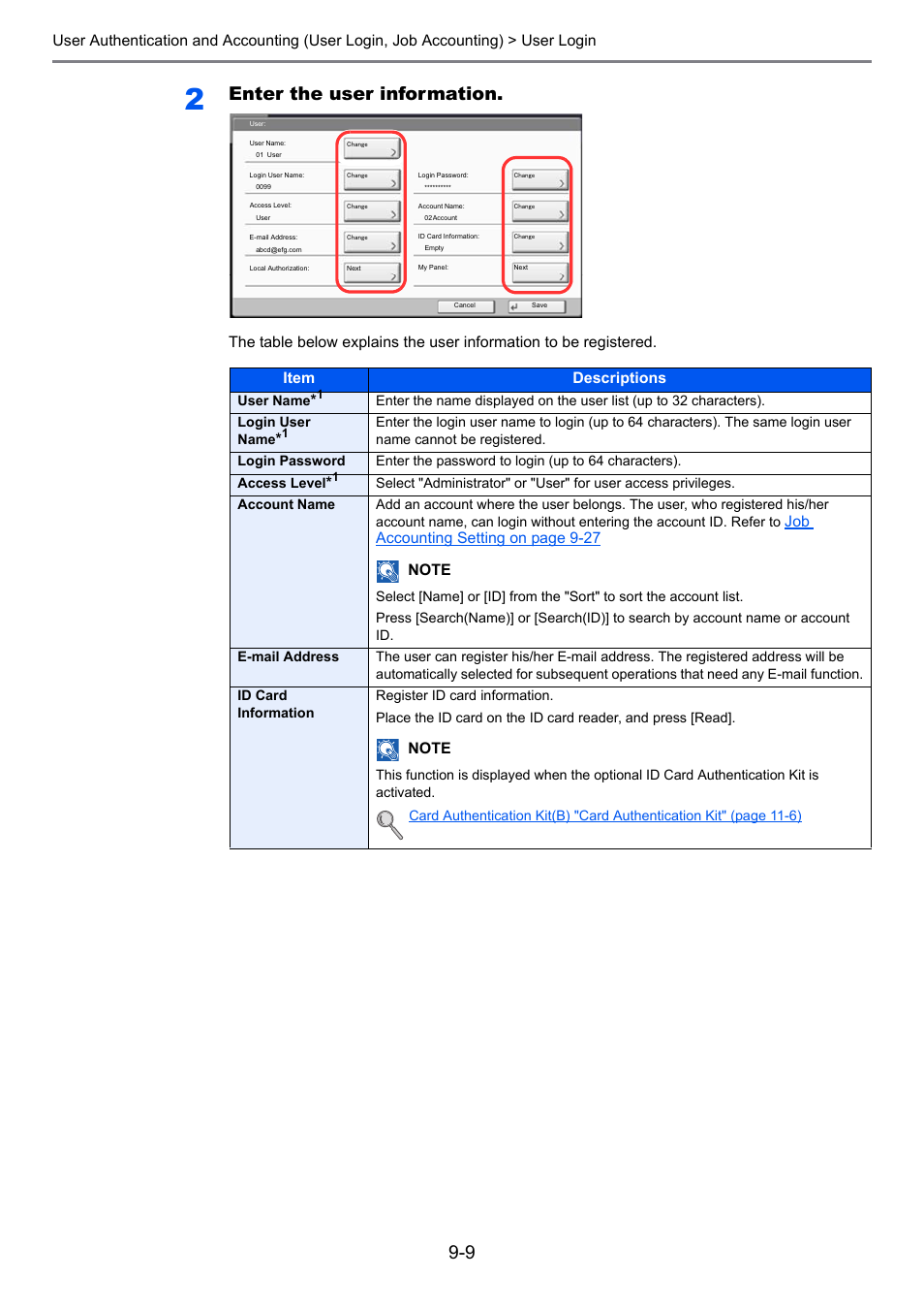 Enter the user information | TA Triumph-Adler 3005ci User Manual | Page 415 / 572