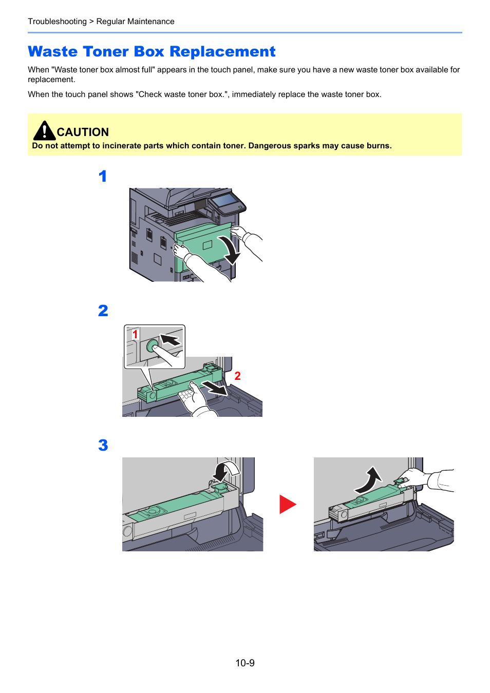 Waste toner box replacement, Waste toner box replacement -9 | TA Triumph-Adler 3005ci User Manual | Page 457 / 572