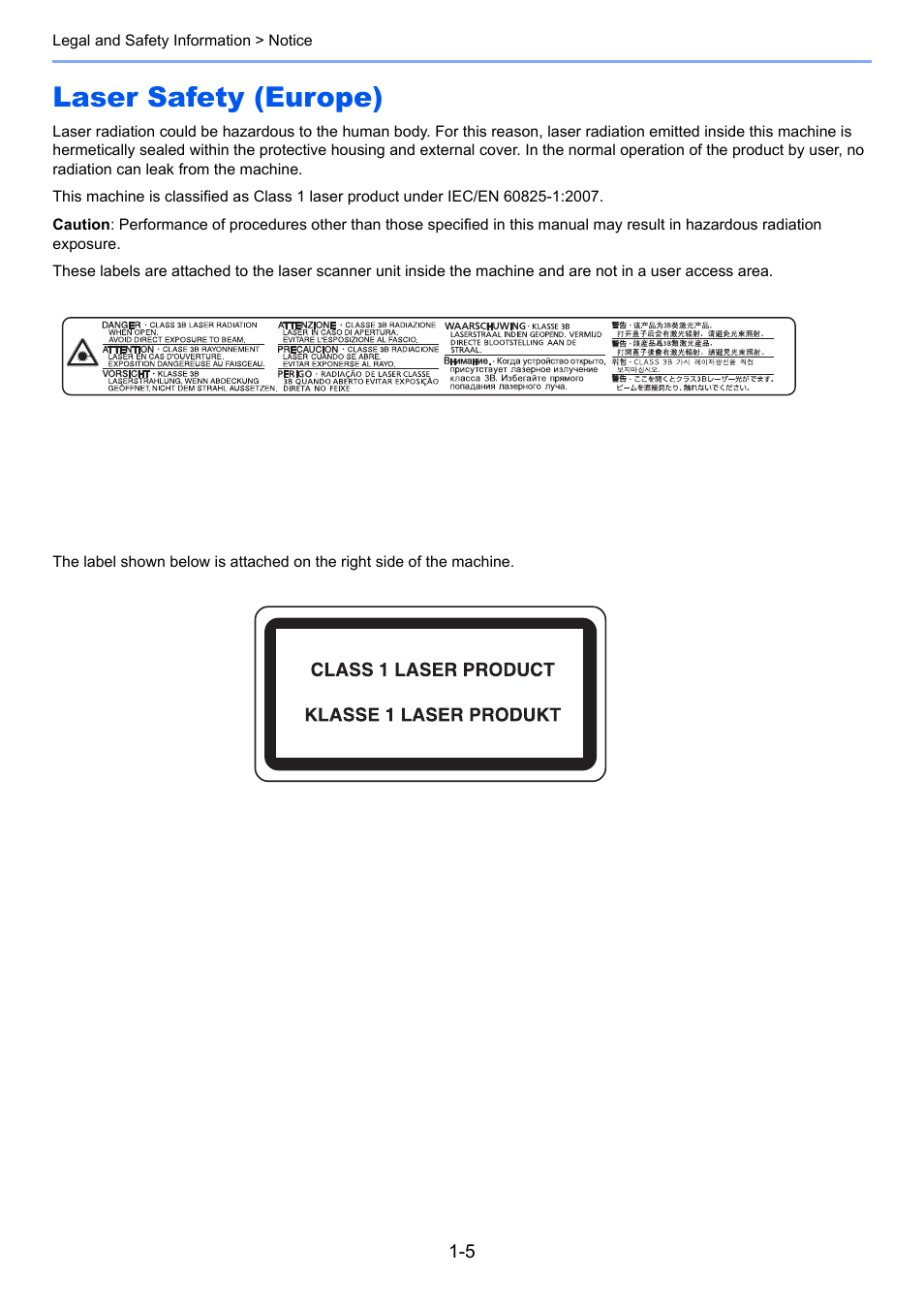 Laser safety (europe), Laser safety (europe) -5 | TA Triumph-Adler 3005ci User Manual | Page 49 / 572