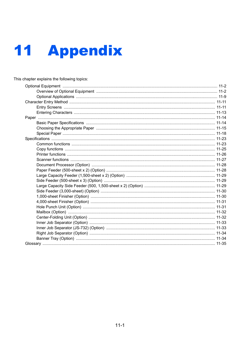 11 appendix, Appendix, Appendix -1 | TA Triumph-Adler 3005ci User Manual | Page 523 / 572