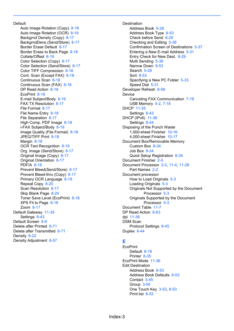 Index-3 | TA Triumph-Adler 3005ci User Manual | Page 563 / 572