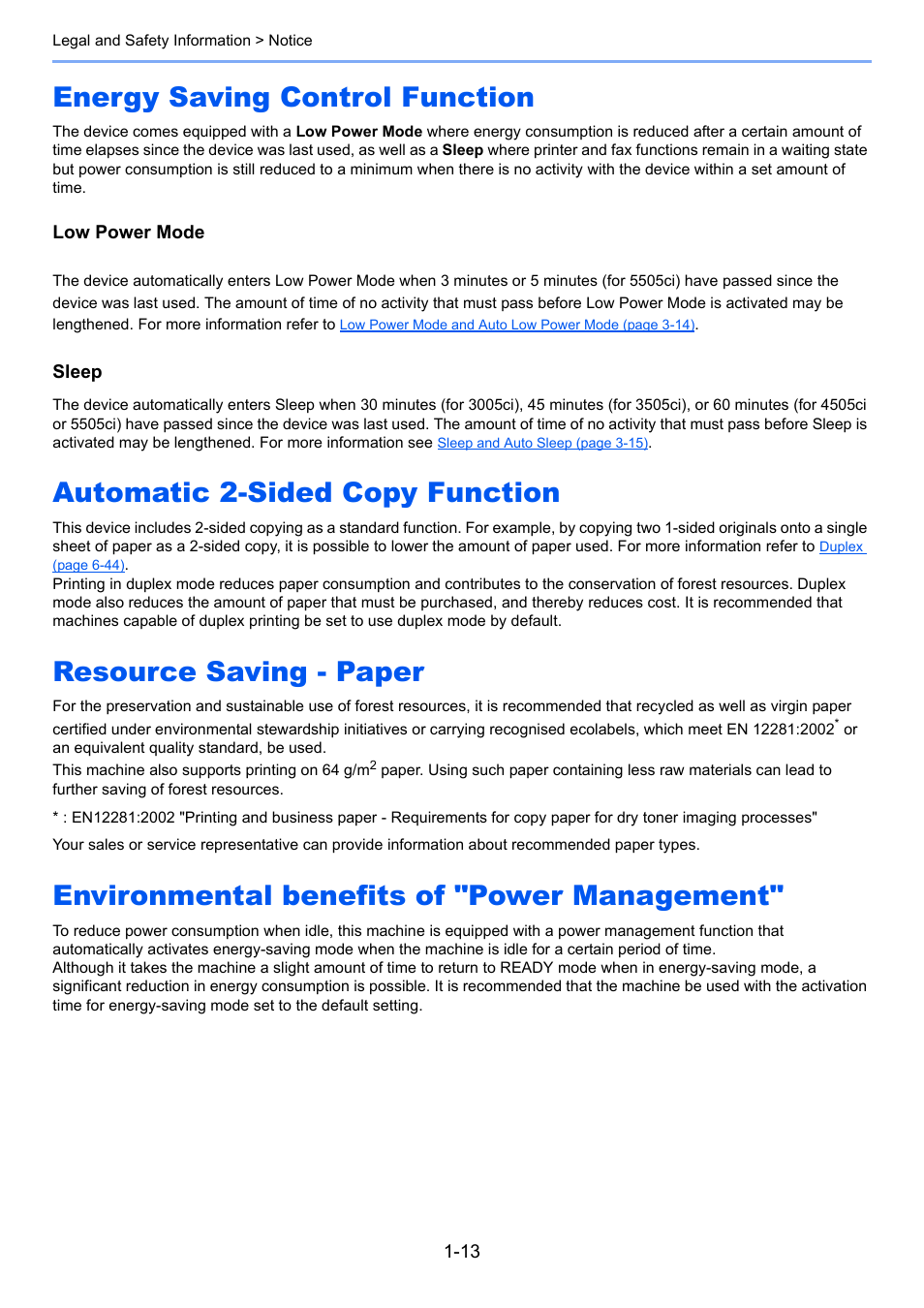 Energy saving control function, Automatic 2-sided copy function, Resource saving - paper | Environmental benefits of "power management | TA Triumph-Adler 3005ci User Manual | Page 57 / 572