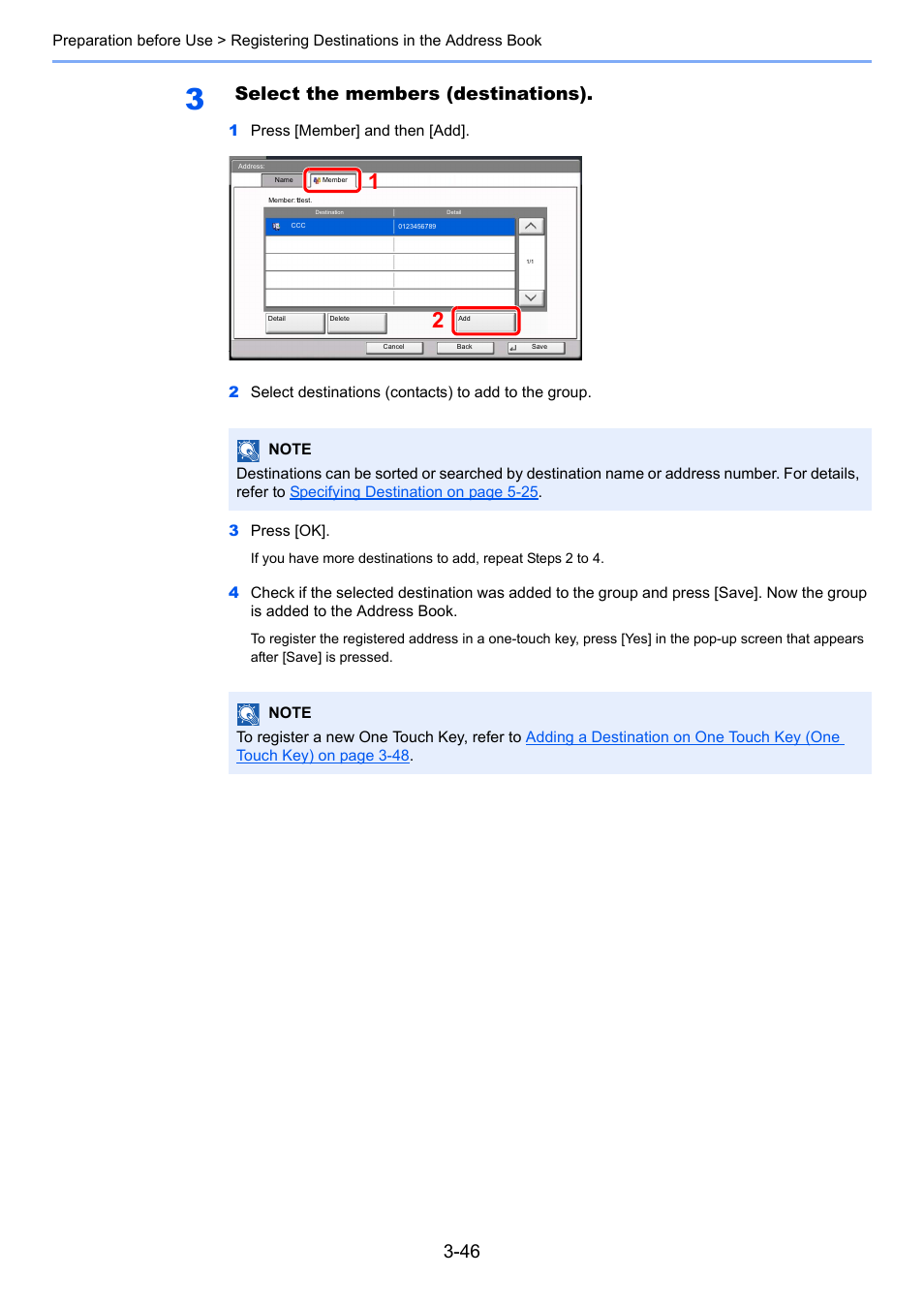 Select the members (destinations) | TA Triumph-Adler 3060i User Manual | Page 156 / 526