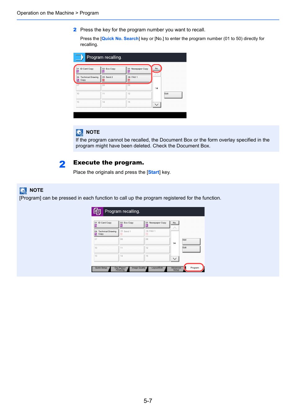 Execute the program | TA Triumph-Adler 3060i User Manual | Page 179 / 526