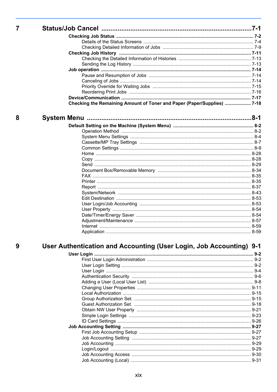 7status/job cancel -1, 8system menu -1 | TA Triumph-Adler 3060i User Manual | Page 20 / 526