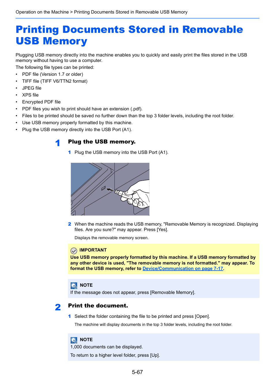 Printing documents stored in removable usb memory | TA Triumph-Adler 3060i User Manual | Page 239 / 526