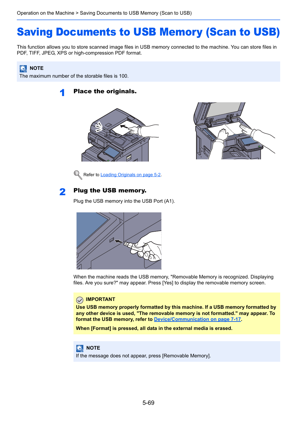 Saving documents to usb memory (scan to usb), Saving documents to usb memory (scan to usb) -69 | TA Triumph-Adler 3060i User Manual | Page 241 / 526
