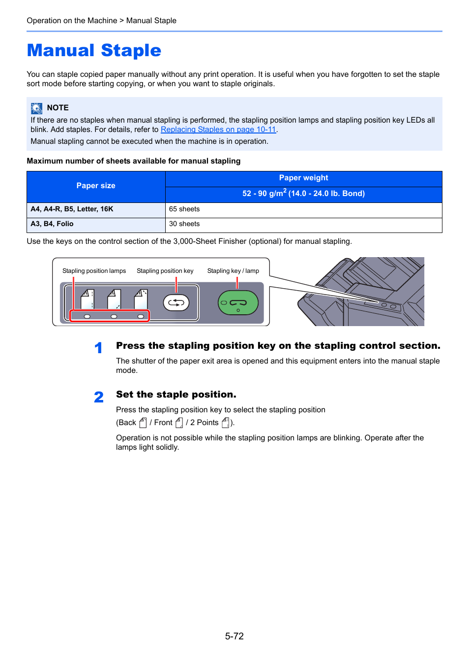 Manual staple, Manual staple -72 | TA Triumph-Adler 3060i User Manual | Page 244 / 526