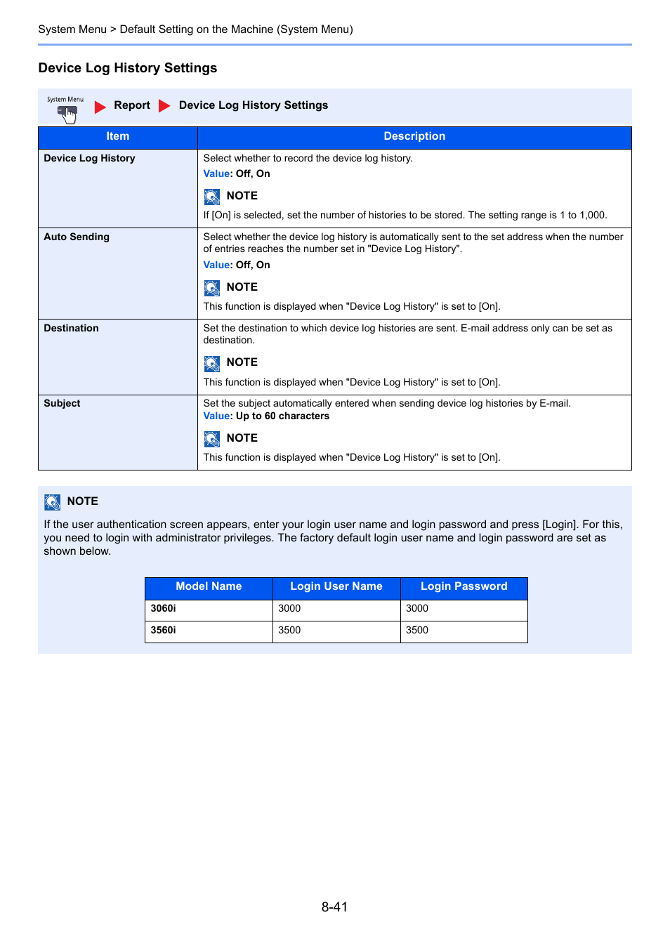 Device log history settings | TA Triumph-Adler 3060i User Manual | Page 369 / 526
