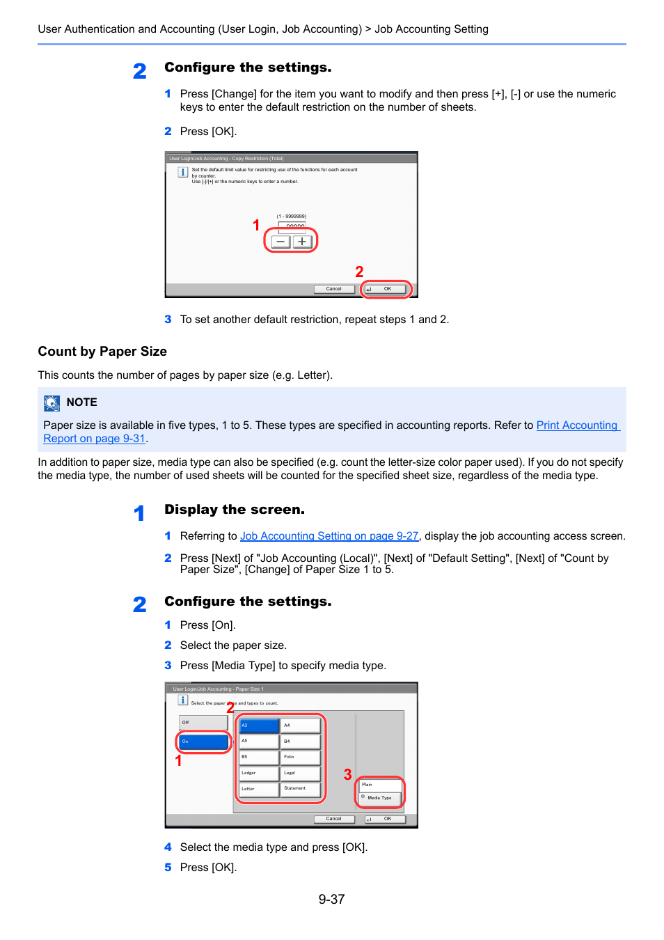 Configure the settings, Count by paper size, Display the screen | TA Triumph-Adler 3060i User Manual | Page 425 / 526