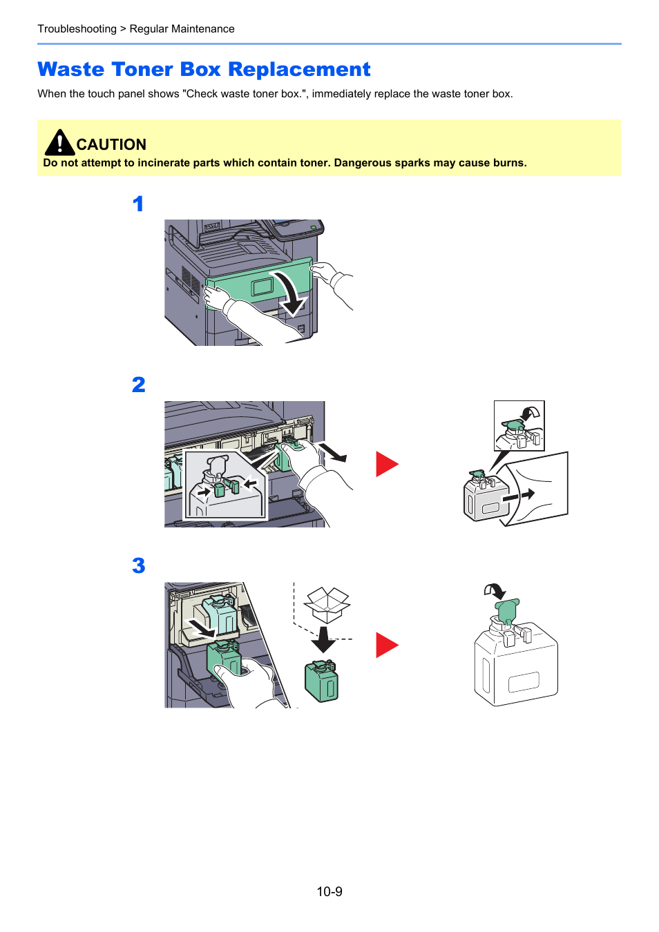 Waste toner box replacement, Waste toner box replacement -9 | TA Triumph-Adler 3060i User Manual | Page 439 / 526