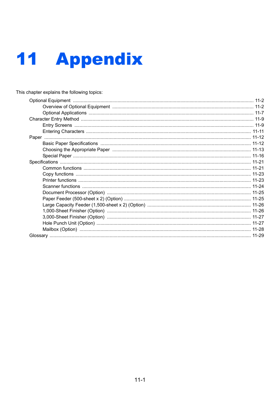 11 appendix, Appendix, Appendix -1 | TA Triumph-Adler 3060i User Manual | Page 485 / 526