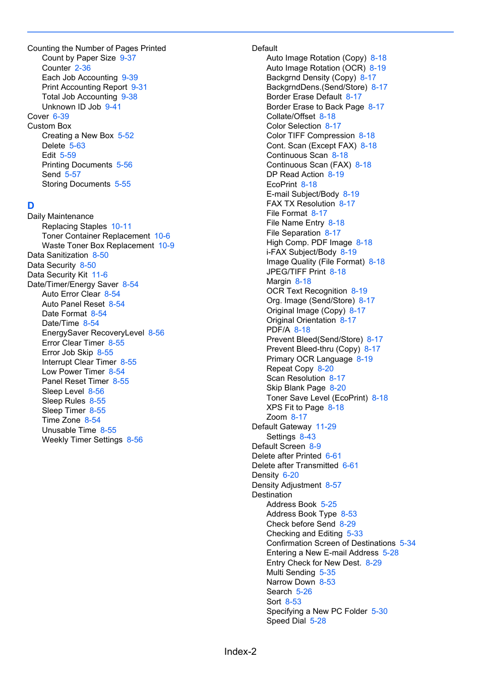 Index-2 | TA Triumph-Adler 3060i User Manual | Page 518 / 526