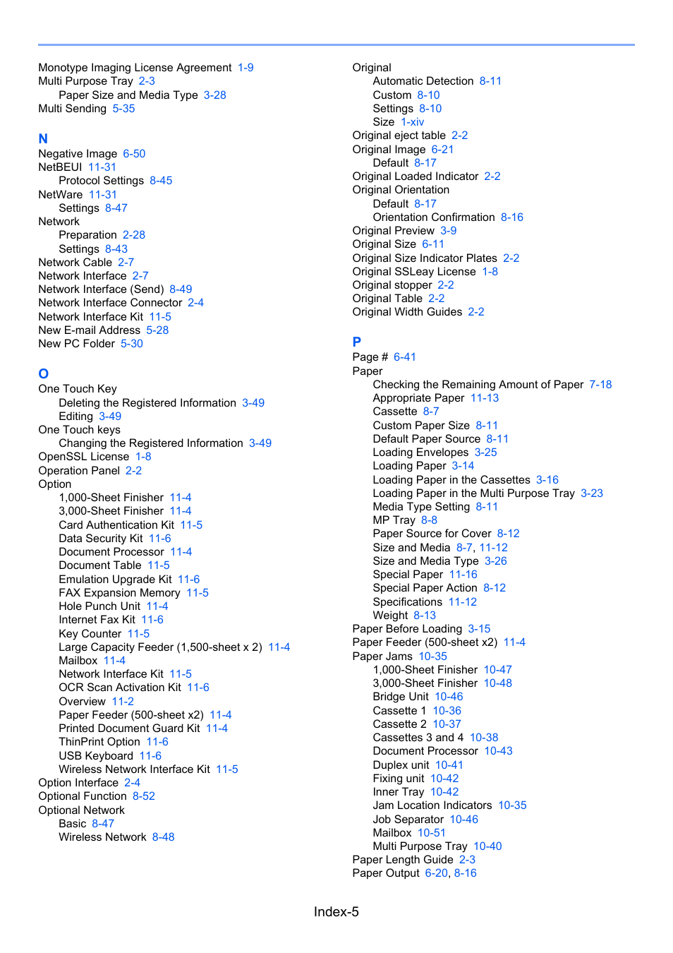 Index-5 | TA Triumph-Adler 3060i User Manual | Page 521 / 526