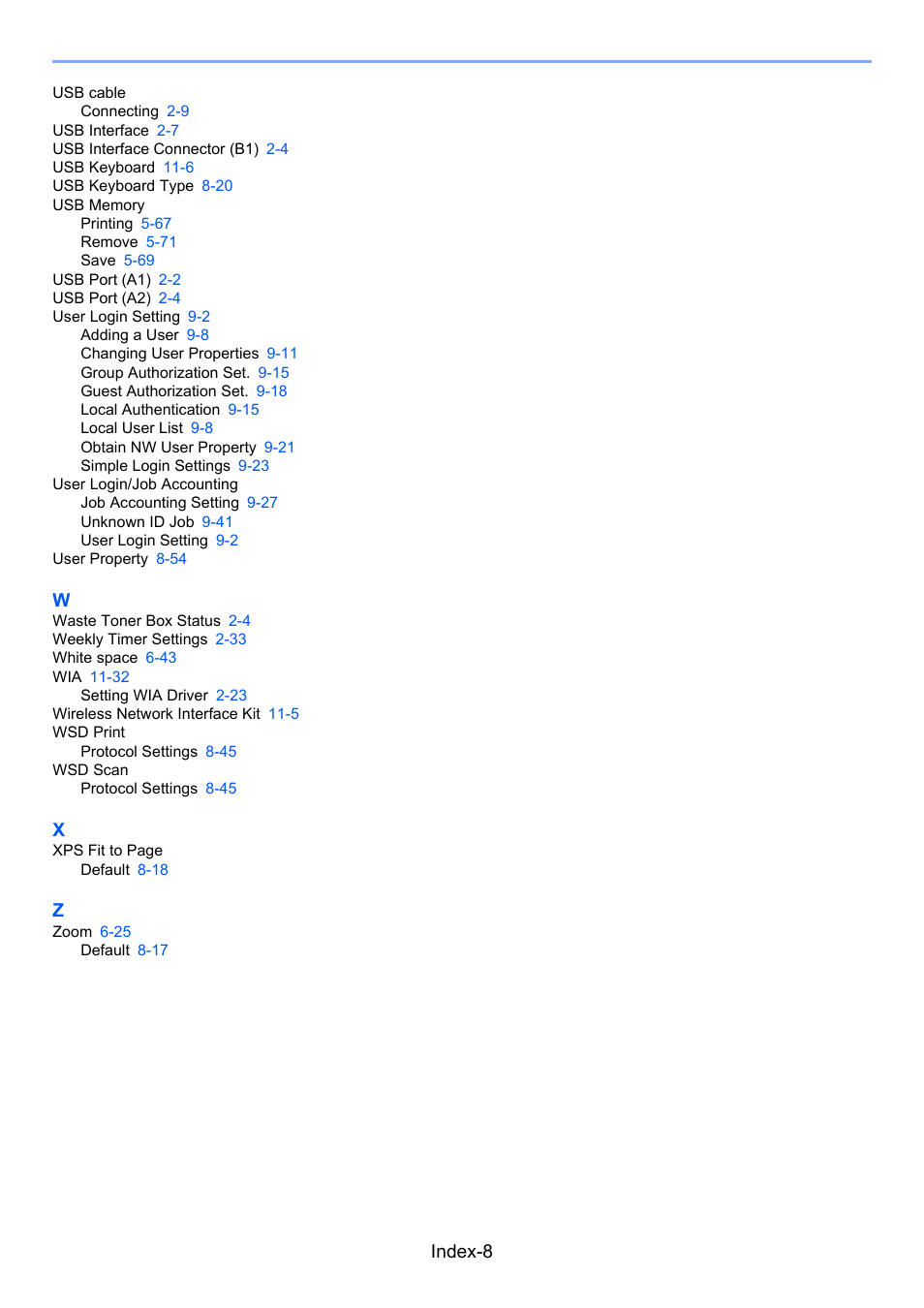 Index-8 | TA Triumph-Adler 3060i User Manual | Page 524 / 526