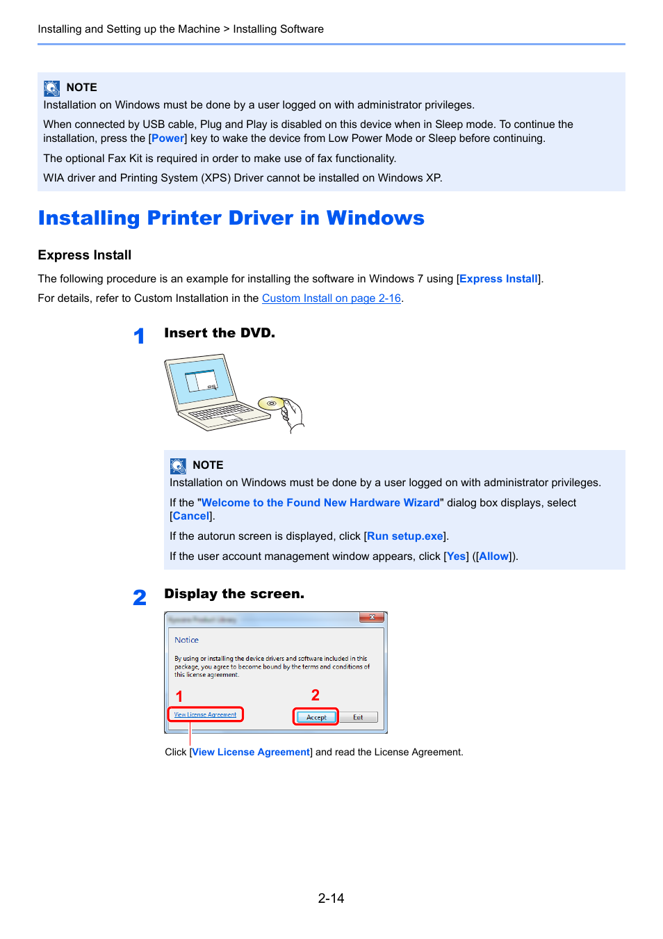 Installing printer driver in windows, Installing printer driver in windows -14 | TA Triumph-Adler 3060i User Manual | Page 70 / 526