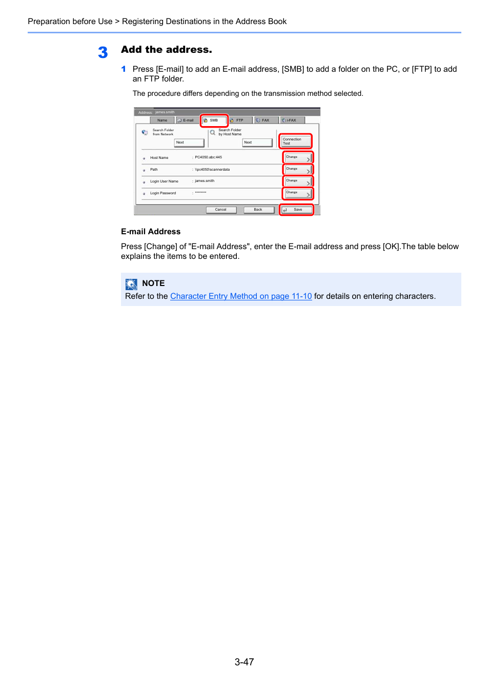 Add the address | TA Triumph-Adler 3555i User Manual | Page 149 / 550