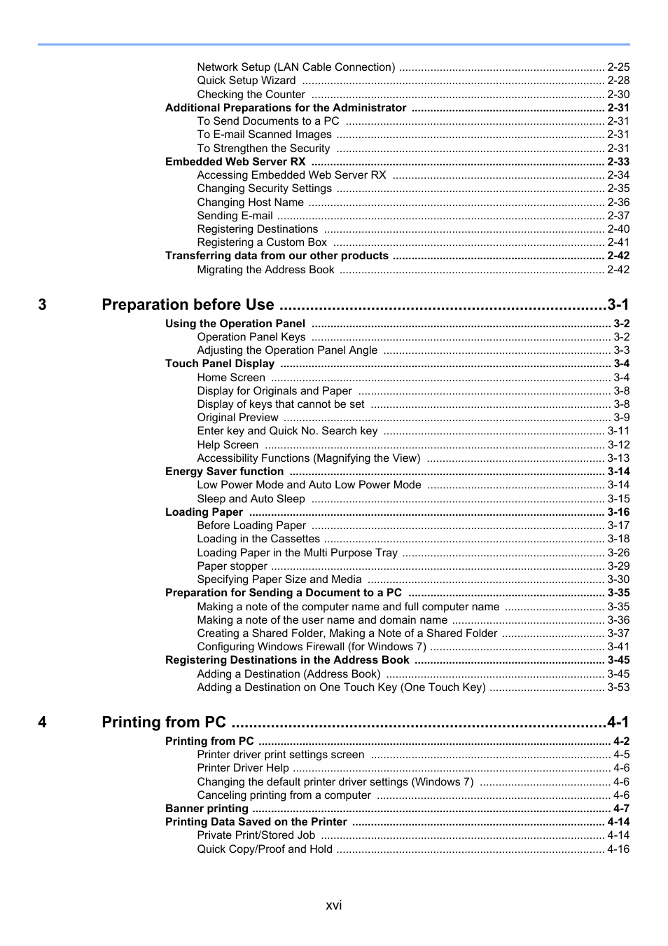 3preparation before use -1, 4printing from pc -1 | TA Triumph-Adler 3555i User Manual | Page 17 / 550