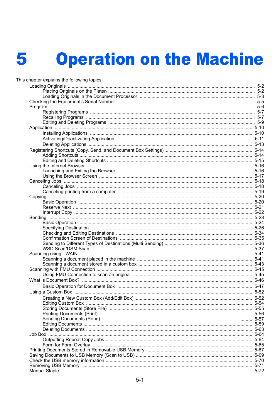 5 operation on the machine, Operation on the machine, Operation on the machine -1 | 5operation on the machine | TA Triumph-Adler 3555i User Manual | Page 175 / 550