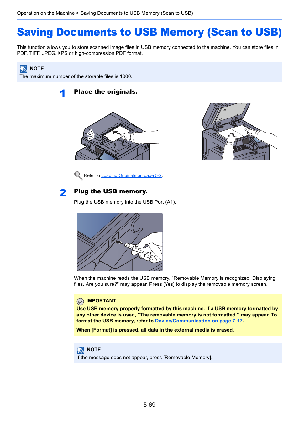 Saving documents to usb memory (scan to usb), Saving documents to usb memory (scan to usb) -69 | TA Triumph-Adler 3555i User Manual | Page 243 / 550