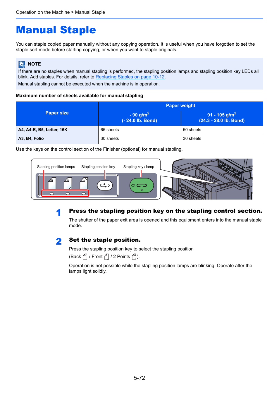 Manual staple, Manual staple -72 | TA Triumph-Adler 3555i User Manual | Page 246 / 550