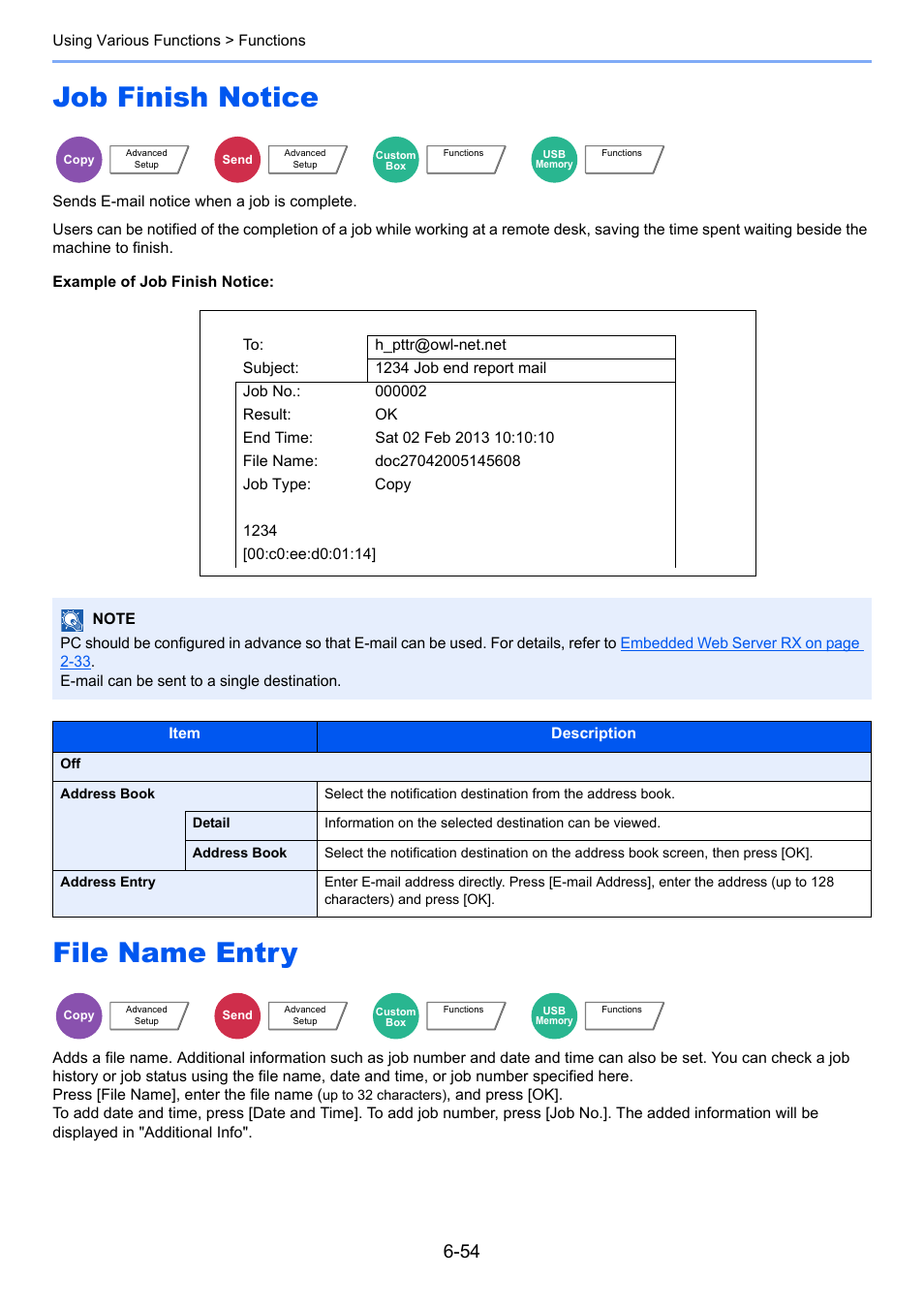 Job finish notice, File name entry, Job finish notice -54 file name entry -54 | TA Triumph-Adler 3555i User Manual | Page 302 / 550