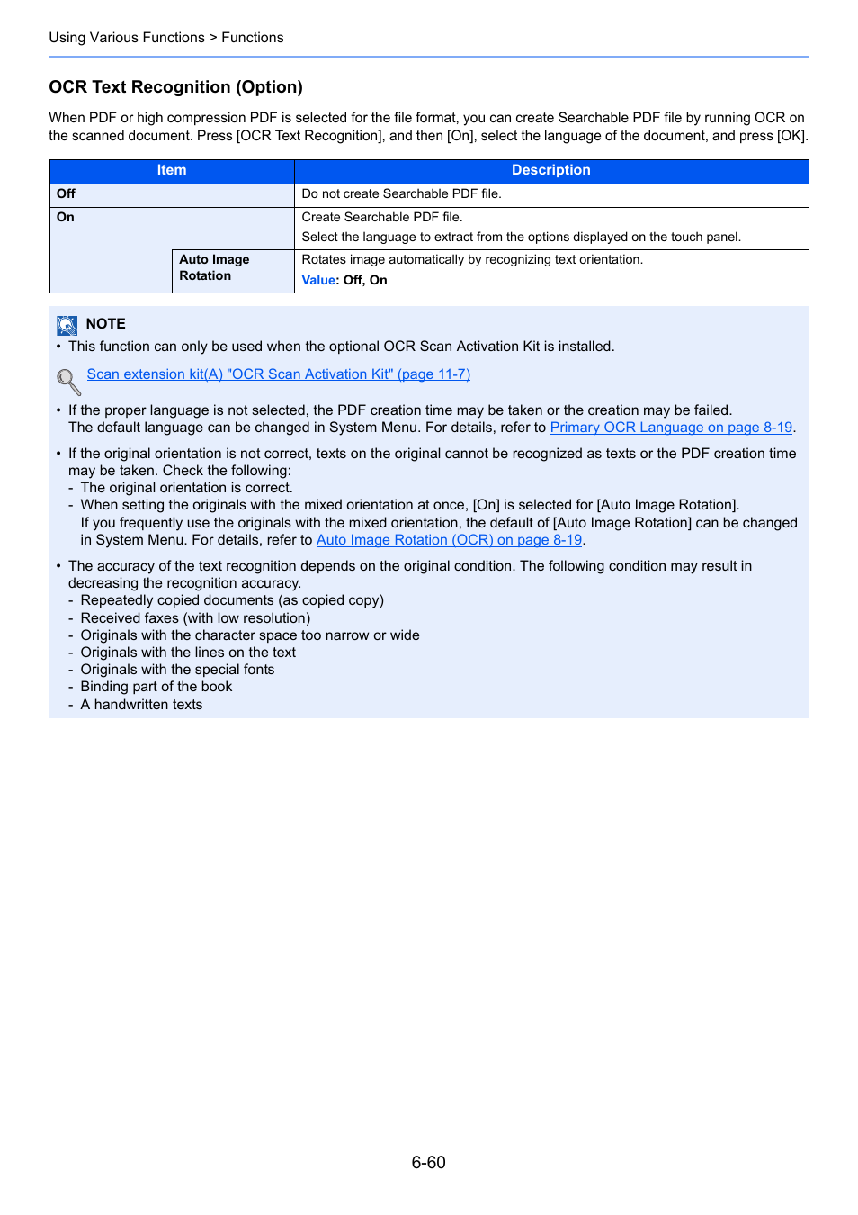 Ocr text recognition (option) | TA Triumph-Adler 3555i User Manual | Page 308 / 550