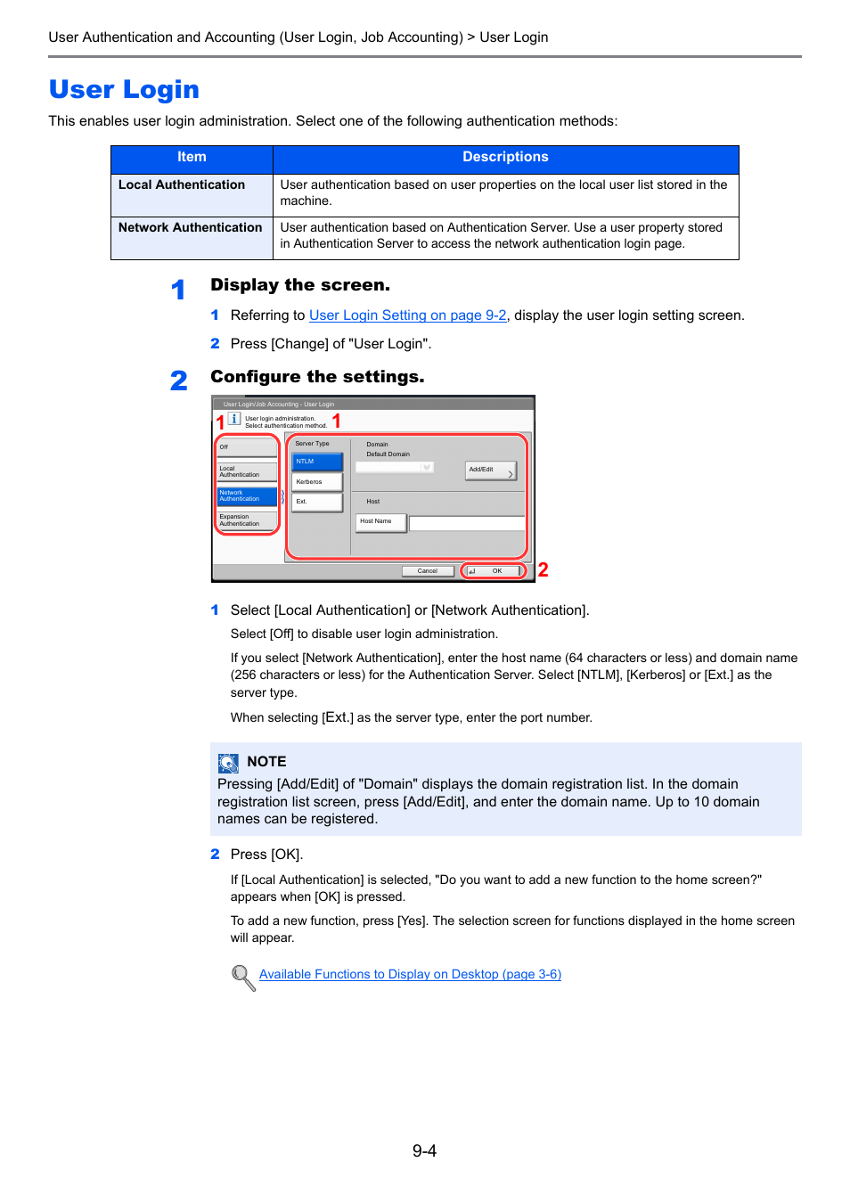 User login, User login -4, Ttings related to the date a | Display the screen, Configure the settings | TA Triumph-Adler 3555i User Manual | Page 400 / 550