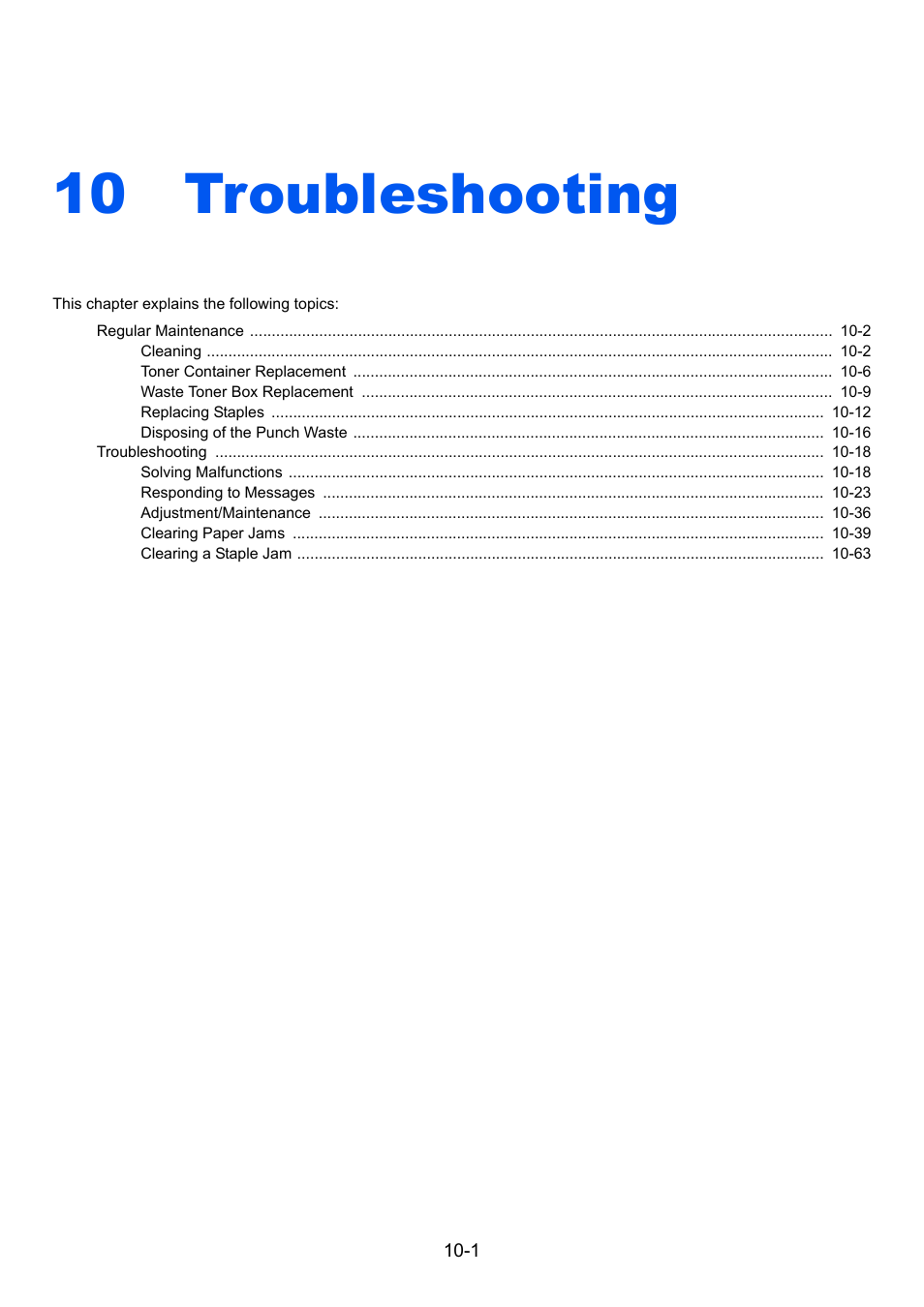10 troubleshooting, Troubleshooting, Troubleshooting -1 | TA Triumph-Adler 3555i User Manual | Page 439 / 550