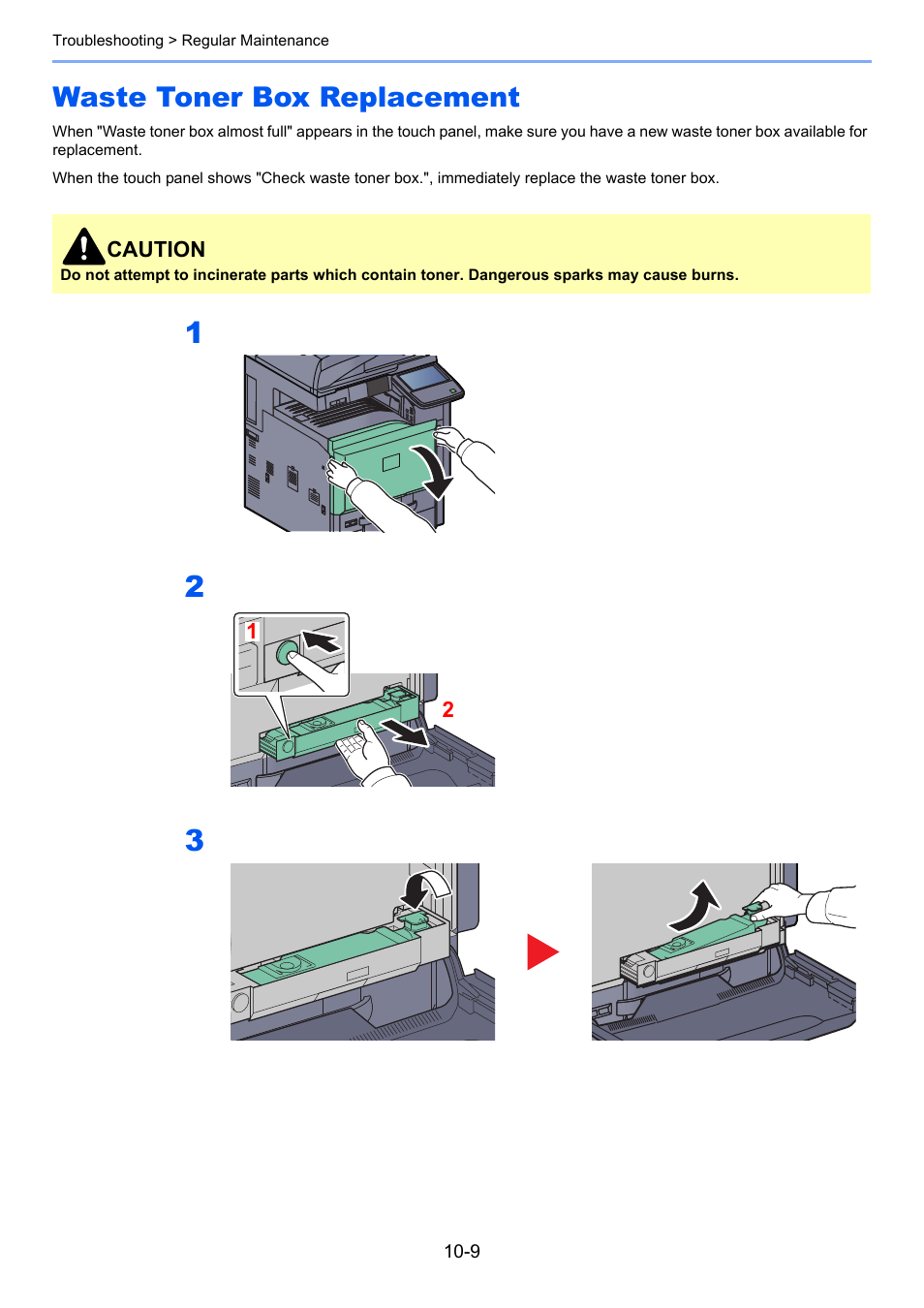 Waste toner box replacement, Waste toner box replacement -9 | TA Triumph-Adler 3555i User Manual | Page 447 / 550