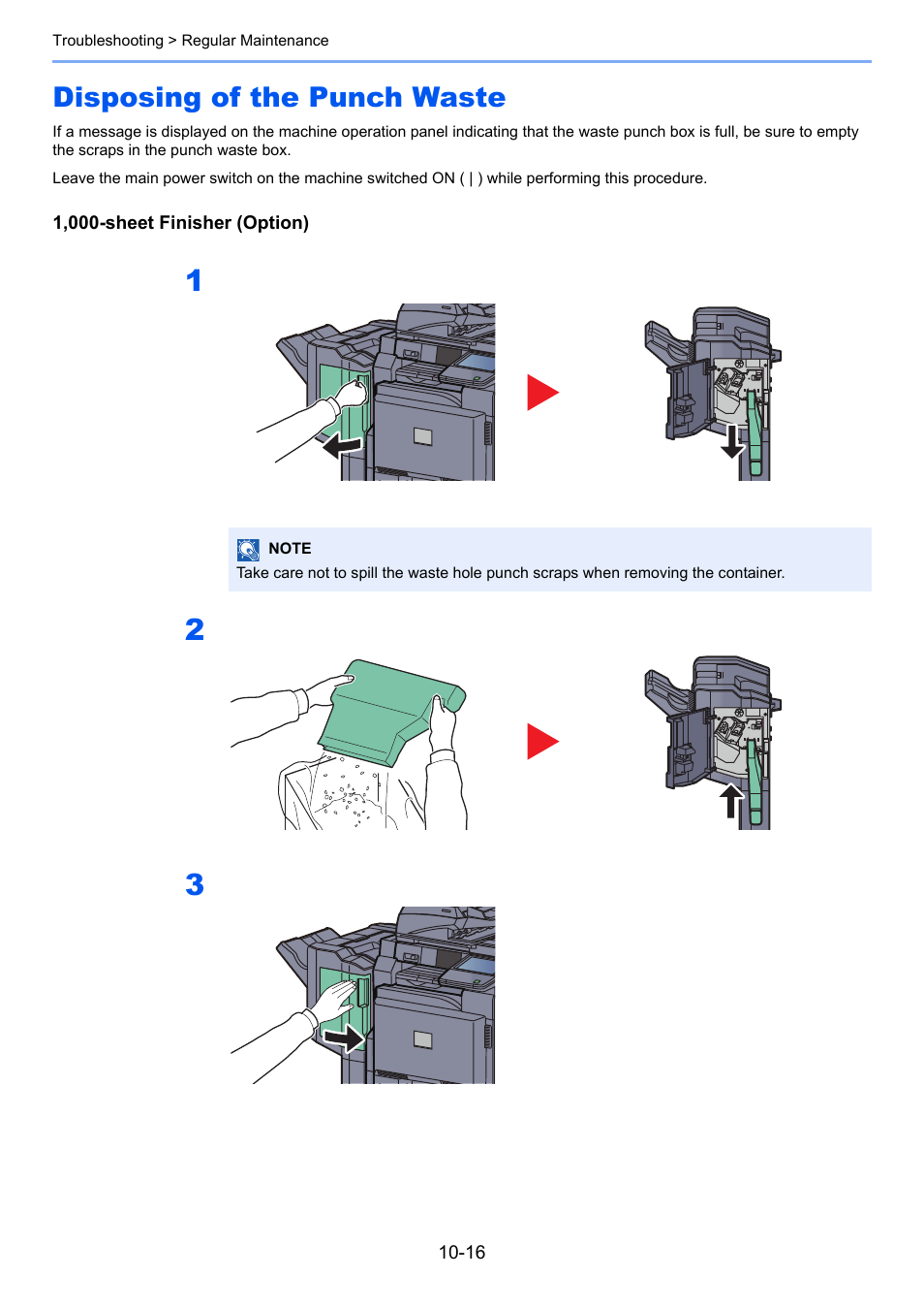 Disposing of the punch waste, Disposing of the punch waste -16 | TA Triumph-Adler 3555i User Manual | Page 454 / 550