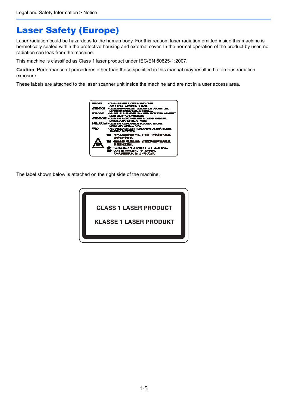 Laser safety (europe), Laser safety (europe) -5 | TA Triumph-Adler 3555i User Manual | Page 47 / 550