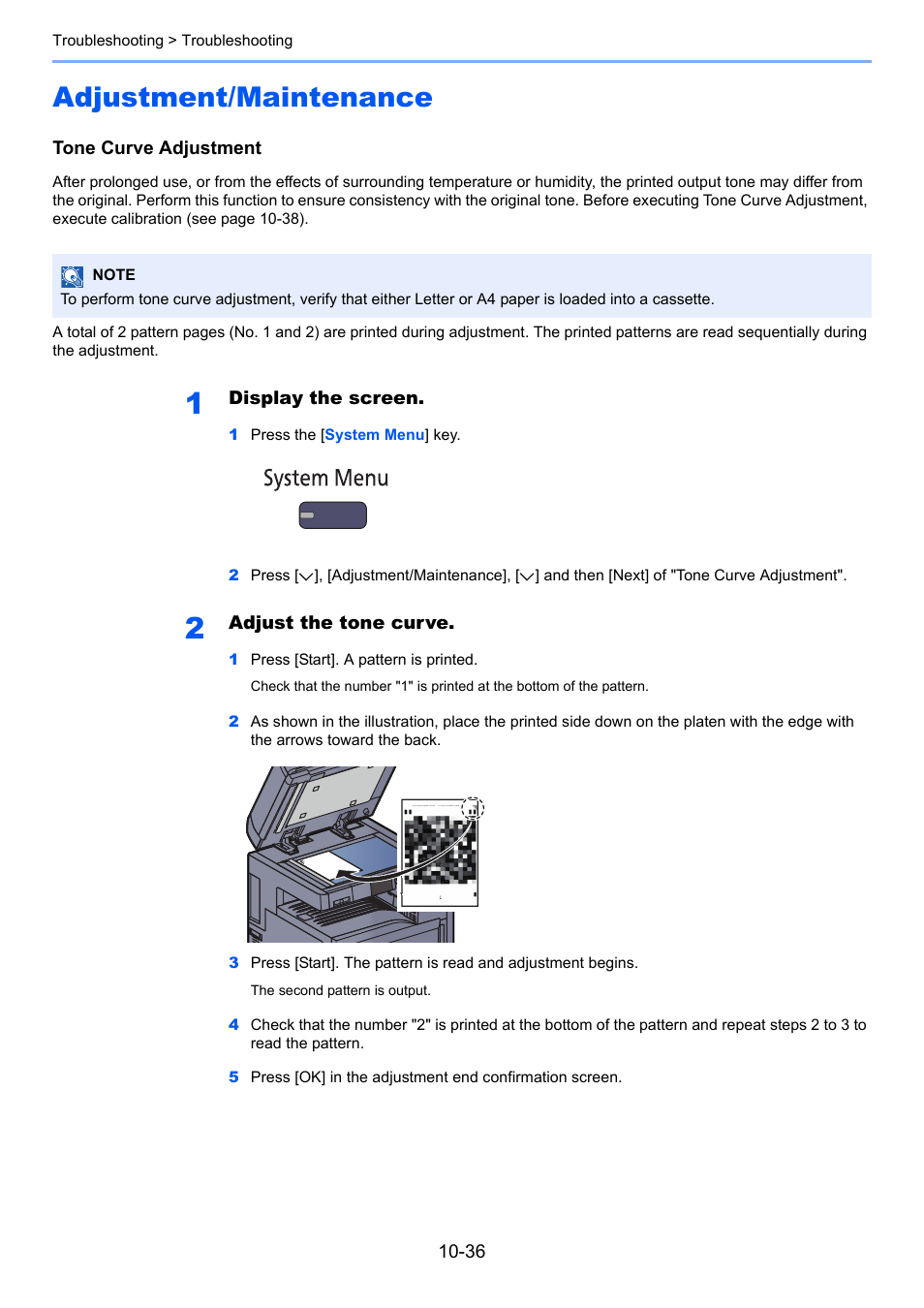Adjustment/maintenance, Adjustment/maintenance -36, This calibration, use | Tone curve adjustment | TA Triumph-Adler 3555i User Manual | Page 474 / 550