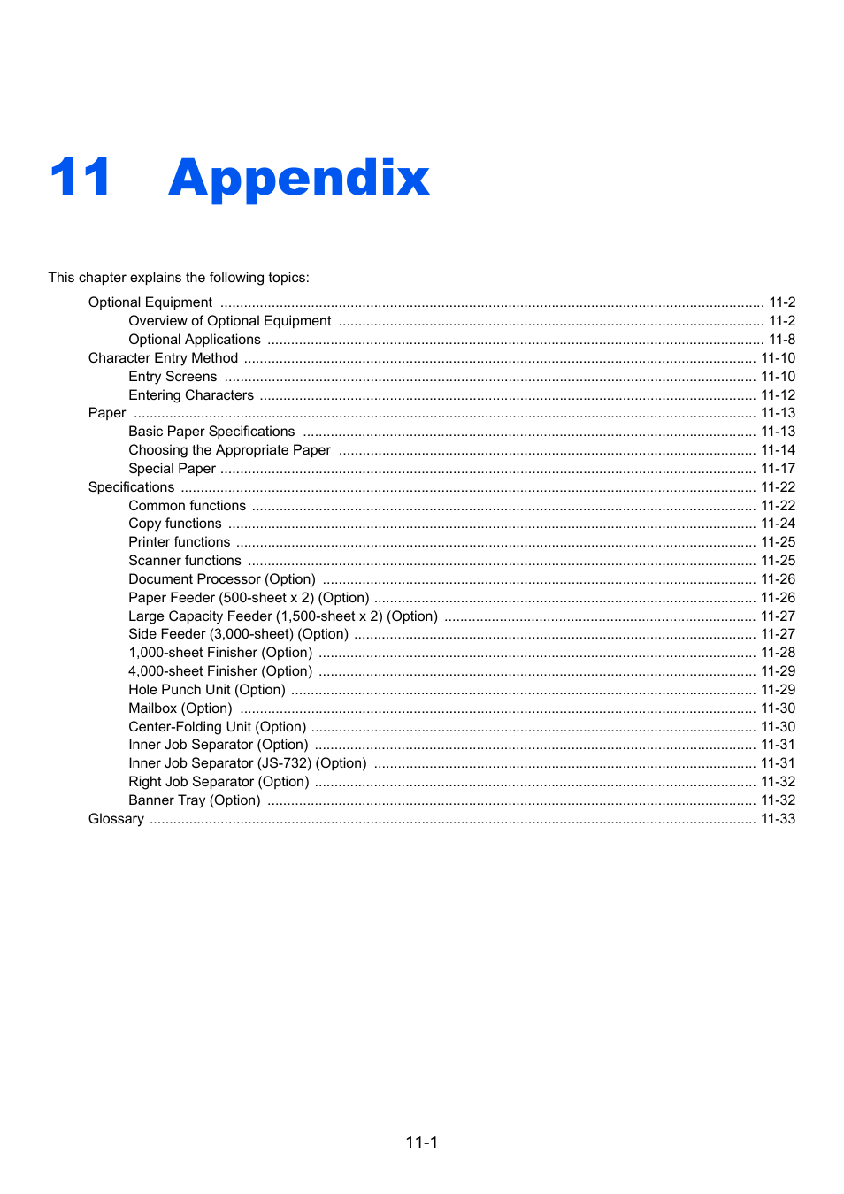 11 appendix, Appendix, Appendix -1 | TA Triumph-Adler 3555i User Manual | Page 505 / 550