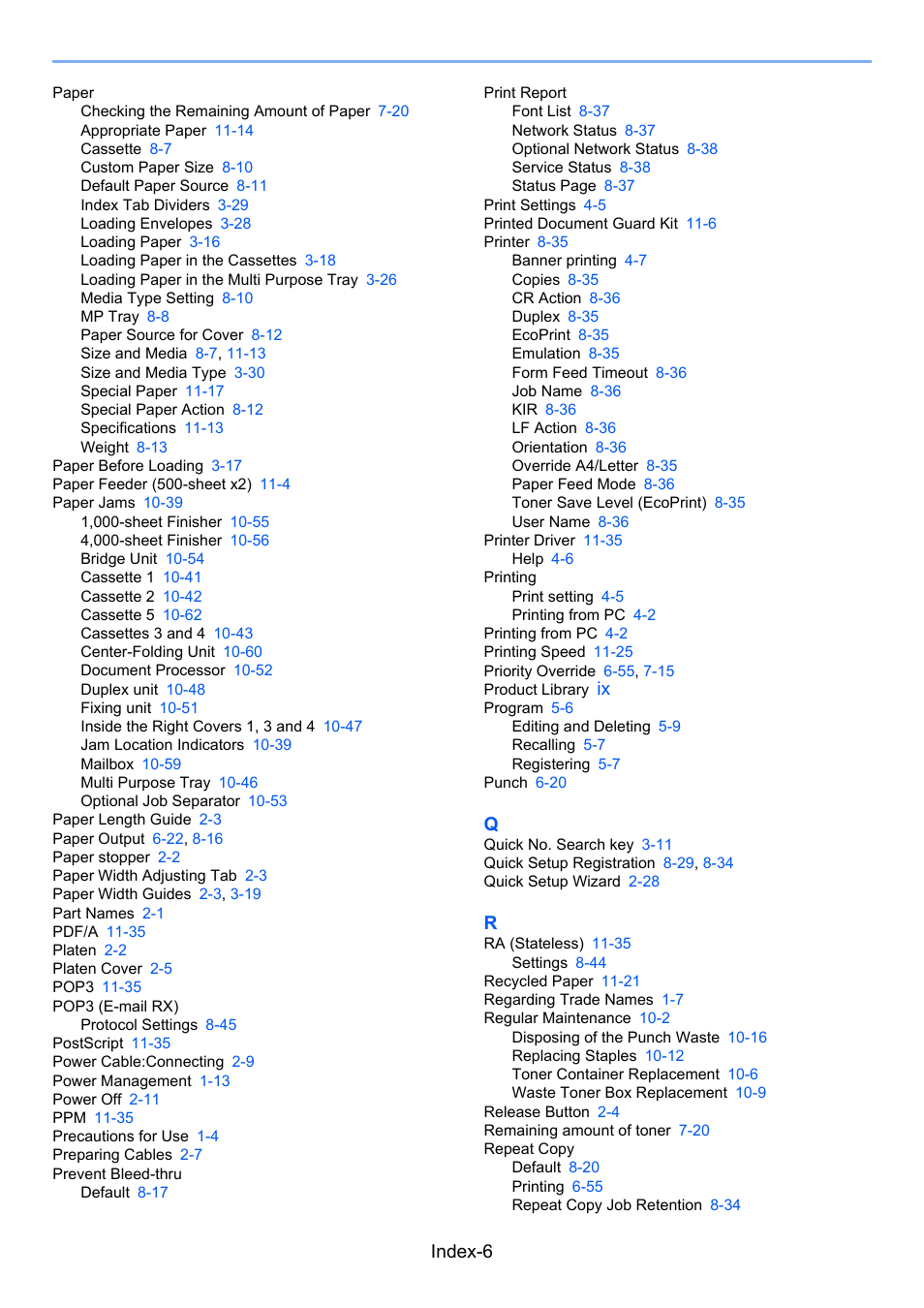 Index-6 | TA Triumph-Adler 3555i User Manual | Page 546 / 550