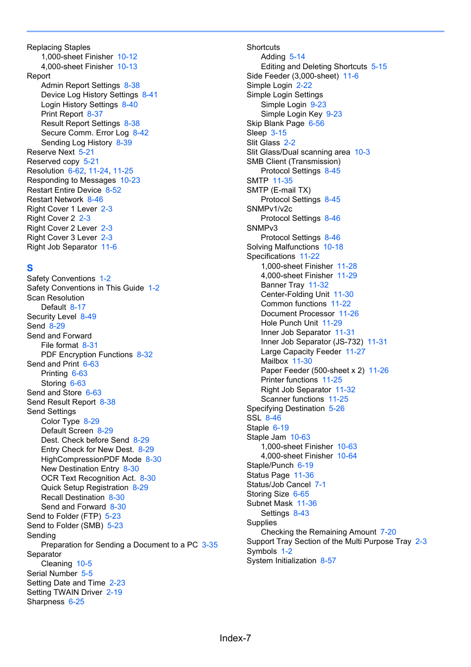 Index-7 | TA Triumph-Adler 3555i User Manual | Page 547 / 550