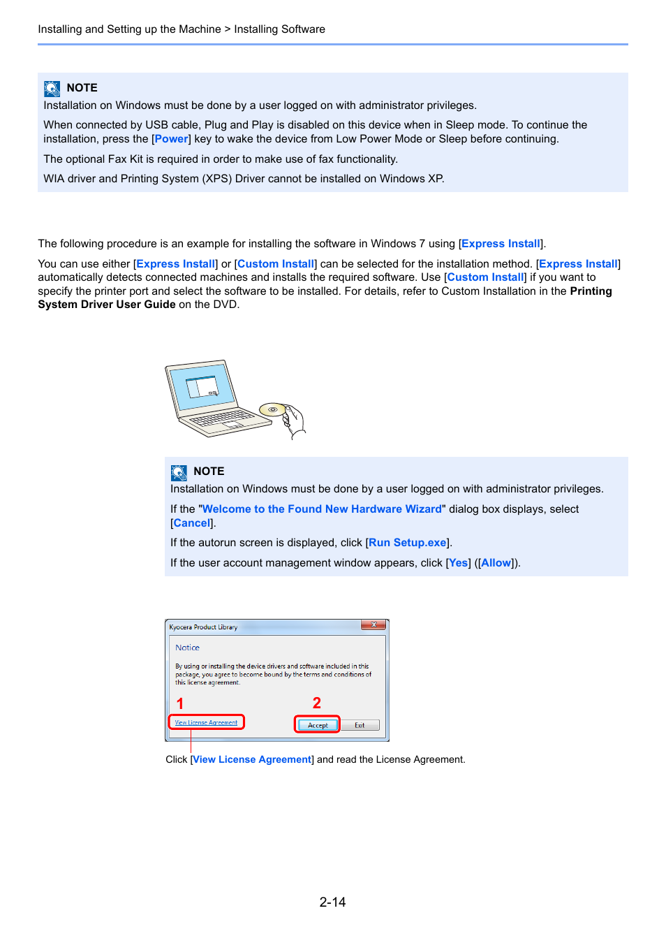 Installing printer driver in windows, Installing printer driver in windows -14 | TA Triumph-Adler 3555i User Manual | Page 70 / 550