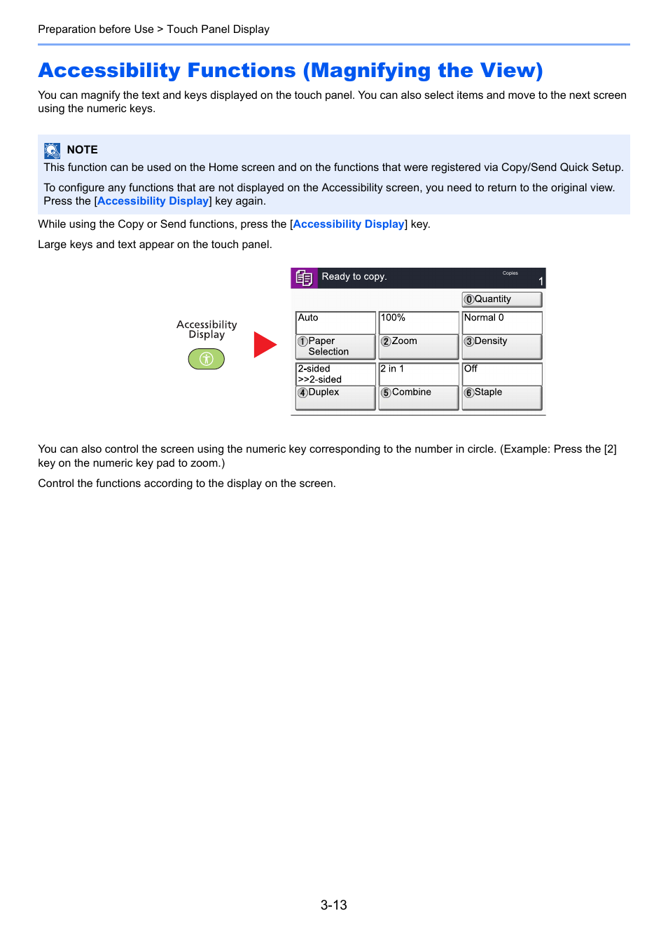 Accessibility functions (magnifying the view), Accessibility functions (magnifying the view) -13 | TA Triumph-Adler 6555i User Manual | Page 117 / 540