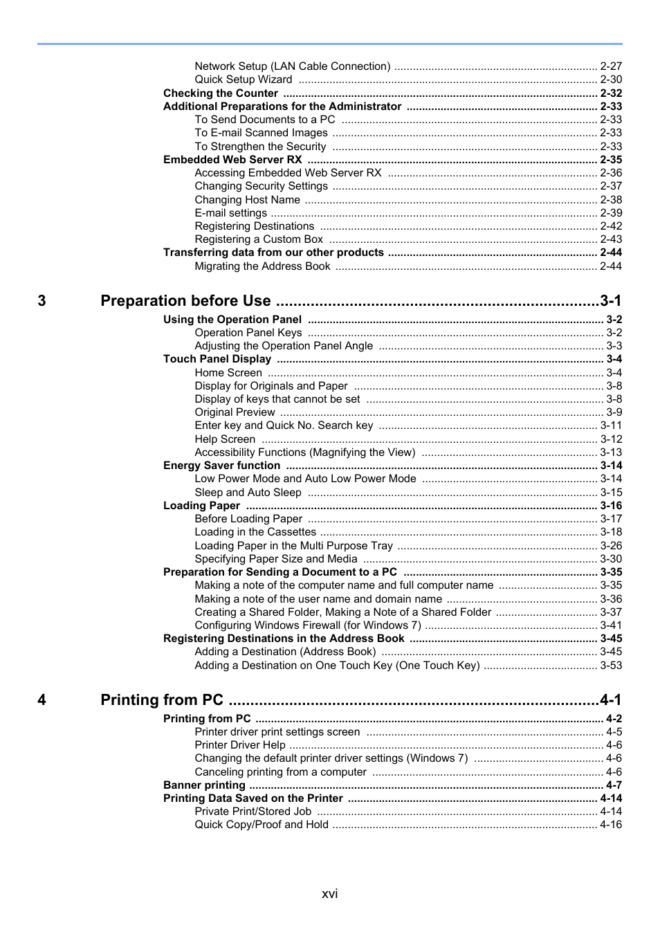 3preparation before use -1, 4printing from pc -1 | TA Triumph-Adler 6555i User Manual | Page 17 / 540