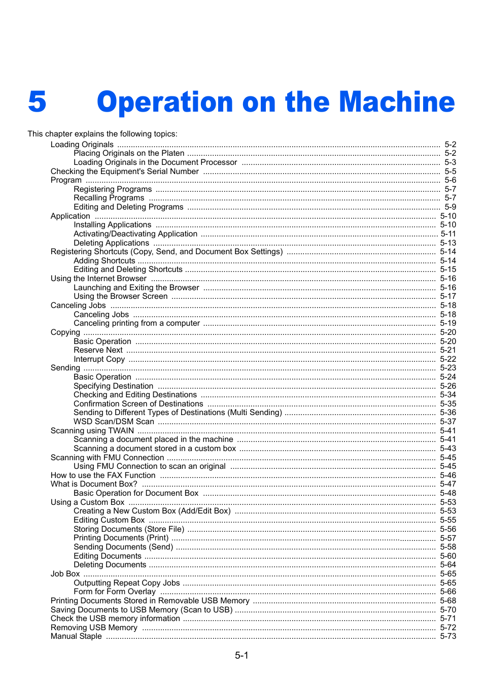 5 operation on the machine, Operation on the machine, Operation on the machine -1 | 5operation on the machine | TA Triumph-Adler 6555i User Manual | Page 177 / 540