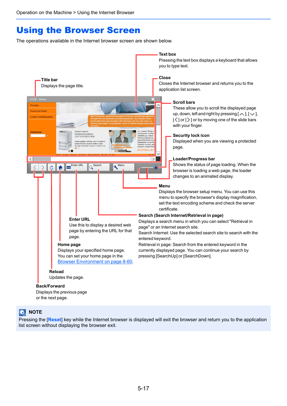 Using the browser screen, Using the browser screen -17, Reen, refer to | TA Triumph-Adler 6555i User Manual | Page 193 / 540