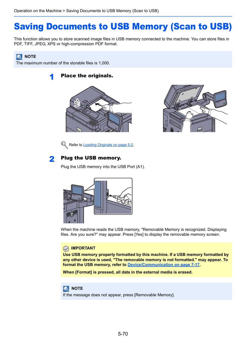 Saving documents to usb memory (scan to usb), Saving documents to usb memory (scan to usb) -70 | TA Triumph-Adler 6555i User Manual | Page 246 / 540