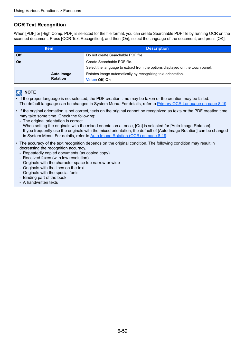 Ocr text recognition | TA Triumph-Adler 6555i User Manual | Page 309 / 540