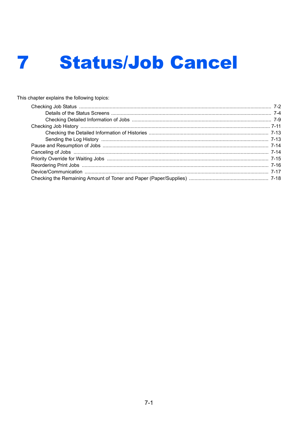 7 status/job cancel, Status/job cancel, Status/job cancel -1 | 7status/job cancel | TA Triumph-Adler 6555i User Manual | Page 317 / 540