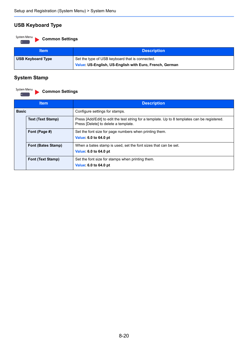 Text, Usb keyboard type system stamp | TA Triumph-Adler 6555i User Manual | Page 354 / 540